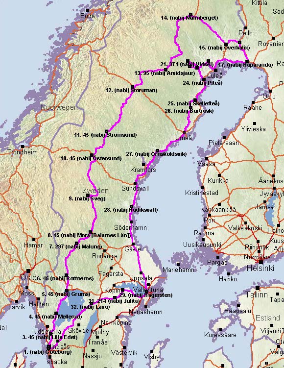 Routes Zweden